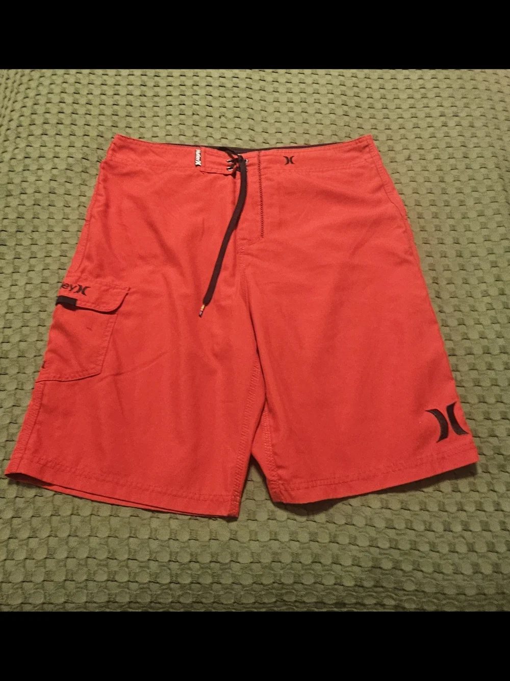 Hurley Men’s Bright Red Boardshorts with Black Drawstring